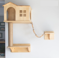 Vente chaude Écologique Solide Motif En Bois Chat Lit Escalade Cadre Mur Hamac Monté Coton Remplissage pour un Sommeil Confortable