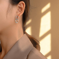 Pendientes de Cadena Cubana Grande de Acero Inoxidable con Baño de Oro de 18K al por Mayor, Pendientes Colgantes Geométricos para Mujer