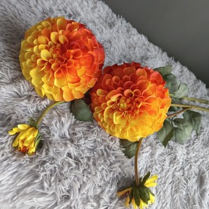 D-DAH001 ดอกไม้สีส้มเผาดอกไม้ดาฮเลียประดิษฐ์สัมผัสจริงดอกไม้ดาฮเลียสีส้มสําหรับตกแต่งงานแต่งงาน - Product Image 6