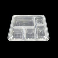Récipient alimentaire étanche 5 compartiments, boîte à Bento jetable en plastique PP de qualité alimentaire avec couvercle, ml
