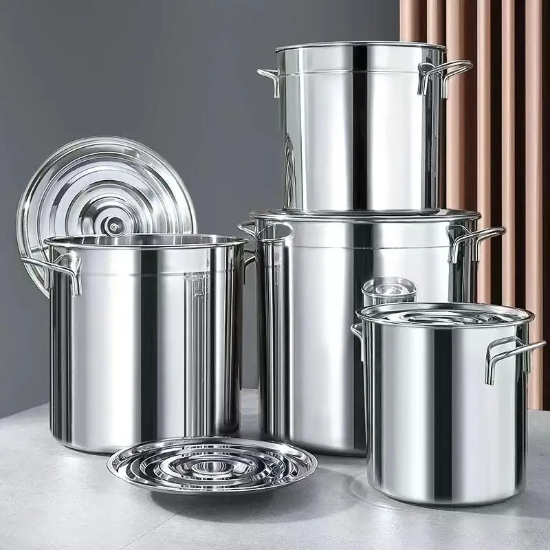Wholesale Customized Commercial Large Food Grade Stainless Steel Cooking Pot Catering Soup stock Pots For Restaurant Hotel