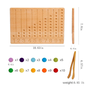 Jeu de comptage de perles Jeu de mathématiques préscolaire Jouets de tri des couleurs Ensemble de cartes de traçage de numéros en bois - Product Image 6