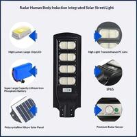 Lampe solaire étanche en ABS avec capteur de mouvement, lampe LED solaire pour rue, capteur de mouvement, éclairage solaire extérieur