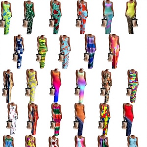 Vestido Casual con Estampado Floral para Mujer, Talla Grande, Sin Mangas, Ajustado, Maxi Vestido Transpirable y Elástico para Fiestas y Vacaciones - Product Image 1
