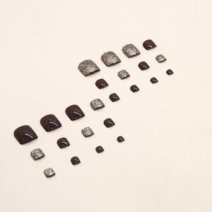 <span class=keywords><strong>Vernis</strong></span> à ongles pour pieds de mariée style français, rouge vin, Nouvel An, champagne, application solide, plastique pour pieds, complet - Product Image 4