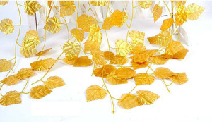 Feuilles <span class=keywords><strong>de</strong></span> <span class=keywords><strong>vigne</strong></span> artificielles en gros, décoration du Nouvel An chinois, <span class=keywords><strong>guirlande</strong></span> <span class=keywords><strong>de</strong></span> feuilles dorées artificielles en rotin - Product Image 5