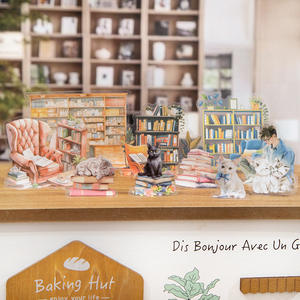 15 pcs/pack Paysage Thème Double Encre Blanche Autocollant Pack Chat dans la <span class=keywords><strong>Librairie</strong></span> Série Autocollants - Product Image 4