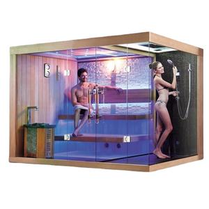 Sauna Combinata Lusso Swankia Hotel Spa Club Personalizzata Grande Dimensione in Legno per 6-8 Persone 2 Zone Umido e Secco - Product Image 1