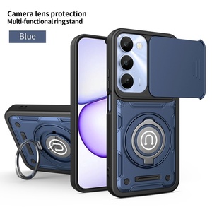 Funda Magnética Antigolpes para Teléfono con Anillo y Ventana Deslizante de TPU y PC de Diseño Empresarial de Alta Calidad para OPPO REALME15X/REALMEC85 - Product Image 1