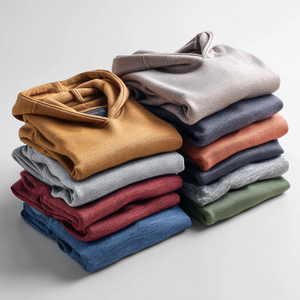 Felpa con Cappuccio in <span class=keywords><strong>Lana</strong></span> Merino Leggera da <span class=keywords><strong>Uomo</strong></span>, Maglione Invernale Antipiega, Traspirante, Antirestringimento, con Logo Frontale, Comfort Quotidiano - Product Image 5