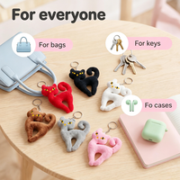Porte-clés en peluche chat personnalisé, pendentif de sac chaton abstrait mignon, 6 couleurs, porte-clés chat en peluche doux, breloque de sac à dos