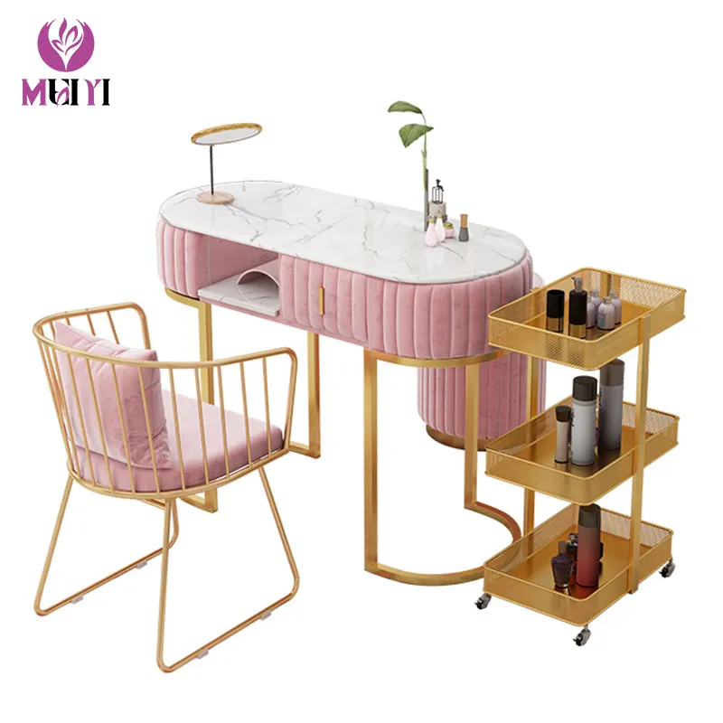 Nail bar salon meubles tech bureau métal coiffeuse et table clous spa nail desk