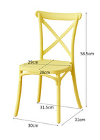 Chaise en plastique ergonomique moderne à dossier croisé, empilable, en PP, pour restaurant, mariage, événement