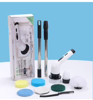 Outil de nettoyage électrique rotatif sans fil rechargeable et portable avec un ensemble de têtes de brosse interchangeables et un embout long extensible