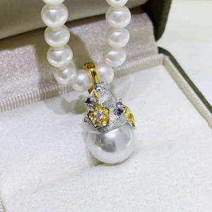 Soporte para Colgante de Plata S925 con Perlas DIY 31124, para Piedras Preciosas Redondas y Planas de 12-15 mm, Soporte para Collar de Moda, Empacado en Bolsa - Product Image 4