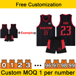 Benutzer definierte LOGO Muster & Zahlen Basketball Uniform Set Atmungsaktiv Große Größe Hohe Elastizität Leichtes Basketball Trikot - Product Image 3