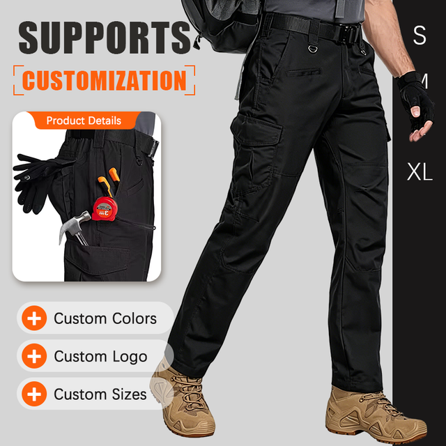 Custom Men Zipper Straight Pattern Ripstop Waterproof Hiking Work Outdoor Multi Pockets Cargo Pants