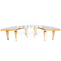Table de mariage demi-lune Dubai en acier inoxydable et MDF Table d'événement pour banquets, restaurants, salons et salles