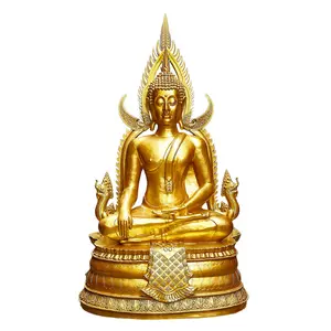 Patung Buddha Sukses Asia Tenggara Thailand Dekorasi Serat Kaca Diperkuat Plastik Duduk Zen Resin Kerajinan Besar