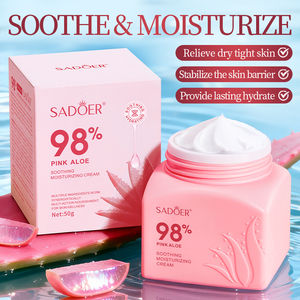Crème hydratante réparatrice apaisante à l'aloe vera et au niacinamide rose SADOER 50g, facilement absorbée, soin de la peau - Product Image 1