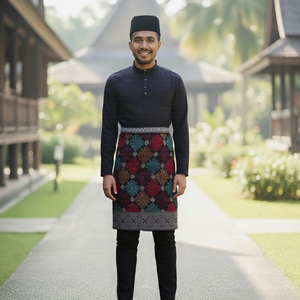 Kilang OEM, fabrication en gros de vêtements malais noirs, Cekak Musang Moden, production de marque privée, marque de créateur personnalisée, décontracté - Product Image 4