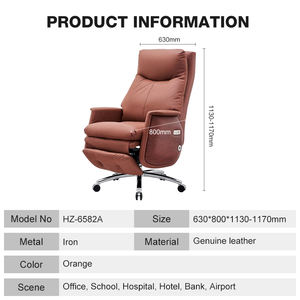 Fauteuil de Bureau Haut de Gamme en Cuir Véritable et Fer, Fauteuil de Patron PDG de Luxe, Fauteuil d'Ordinateur Électrique Inclinable - Product Image 2