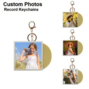 Custom Acrylic Charm Sublimation Album Keychains Disc CD Photo Keychain