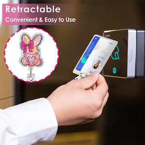 acrylic glitter pull-tab retractable work <b>badge</b> <b>clip</b> for nurses, school <b>badges</b>, and ID cards - anti-loss <b>clip</b> - Product Image 3