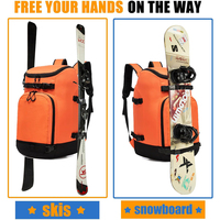 Sac à dos pour chaussures de ski 50L, 5 couleurs, 3 compartiments individuels, réfléchissant, rangement pour casque, lunettes, gants, sangles pour ski et snowboard