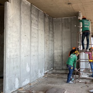 แผ่นผนังคอนกรีตสำเร็จรูปกันไฟพร้อม3000x600x100mm เหล็กเส้นการออกแบบทางอุตสาหกรรมที่ทันสมัย - Product Image 1