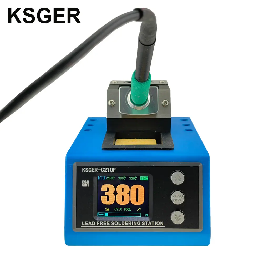 KSGER Alat Solder Digital, Alat Las Tampilan Warna-warni Kekuatan 85W 0-550C C210 Pemanasan Cepat