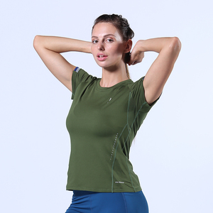 Secado rápido <span class=keywords><strong>de</strong></span> cuello redondo <span class=keywords><strong>verde</strong></span> chicas <span class=keywords><strong>verde</strong></span> gimnasio <span class=keywords><strong>camiseta</strong></span> para las mujeres - Product Image 5