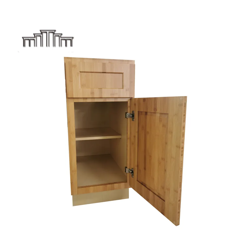 Multifamily projeleri bambu Shaker kavisli mutfak dolap kapakları dolabı modüler tasarımı bambu mutfak dolabı