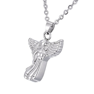Kalung Liontin Urn Kremasi Baja Anti Karat Vintage <span class=keywords><strong>Angel</strong></span> Girl dengan Sayap, Perhiasan Kenang-kenangan Abu - Product Image 6