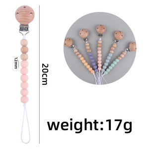 Bebekler için yeni stil yuvarlak klip emzik zinciri silikon boncuk ile Antichain kayın bebek malzemeleri - Product Image 5