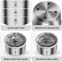 Distributeur d'eau automatique portable pour animaux de compagnie en acier inoxydable, écologique, 2L, avec filtre à 4 étapes et pompe silencieuse pour chats et chiens