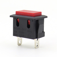 Interrupteur à bascule momentané plat 15*21mm KCD1-101 2 broches sans verrouillage à retour automatique rouge 6A 250V pour le contrôle de l'alimentation des équipements