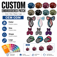 Patch brodé personnalisé motif rose, nœud et lèvres, thermocollant pour vêtements, sacs, chapeaux, vente en gros