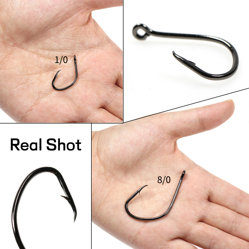 Standard Wire Circle Hook 1/0 - 8/0 Barbed Fishhook for Saltwater Fishing - Ideal for Tarpon, Snapper, Flounder & Grouper Standard Wire Circle Hook 1/0 - 8/0 Barbed Fishhook for Saltwater Fishing - Ideal for Tarpon, Snapper, Flounder & Grouper
