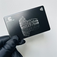 Carte de visite personnalisée en acier inoxydable noir, carte de visite en métal NFC vierge