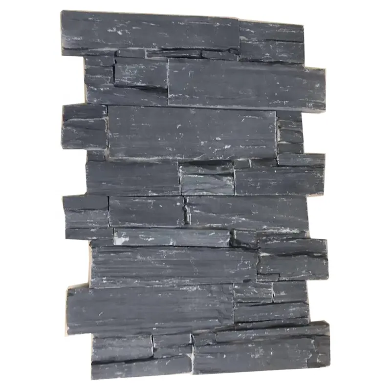 Naturale Nero ardesia esterno effetto pietra rivestimento della parete