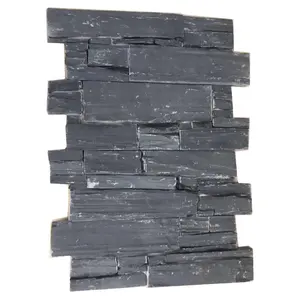 Natural Black slate exterior stone effect wall cladding