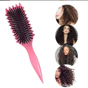 Waterproof Curl Define Styling Brush For Curly Hair Home Salon Use Boar Bristle Nylon Vent Massage Paddle Features Detangling