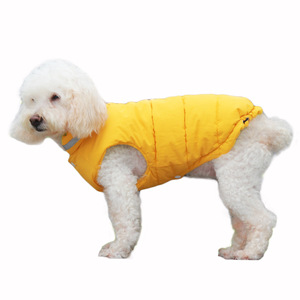Abrigo acolchado de algodón grueso para perros, ropa para cachorros Bichon Frise Corgi, ropa para mascotas de otoño e invierno, azul cielo, amarillo fluorescente - Product Image 5