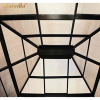 Pabellón de Lujo Económico con Techo de PVC y Recubrimiento de Polvo de Aleación de Aluminio, Parasol para Balcón, Gazebo con Protección UV e Impermeable
