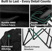 Chaise de camping XL en fer pour adultes - Supporte 450 lb, chaise pliante rembourrée robuste avec poche latérale, porte-gobelet et sac isotherme