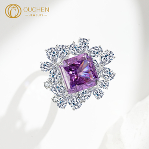 Оушен, фиолетовые кольца из циркония, в форме цветка, 18 карат, 14 карат, 9 карат, золотые украшения для женщин, известный бренд - Product Image 4