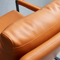 Chaise de salon orange de style italien du milieu du siècle chaise de café en cuir fauteuil de canapé de bureau à domicile fauteuil de salon d'invité