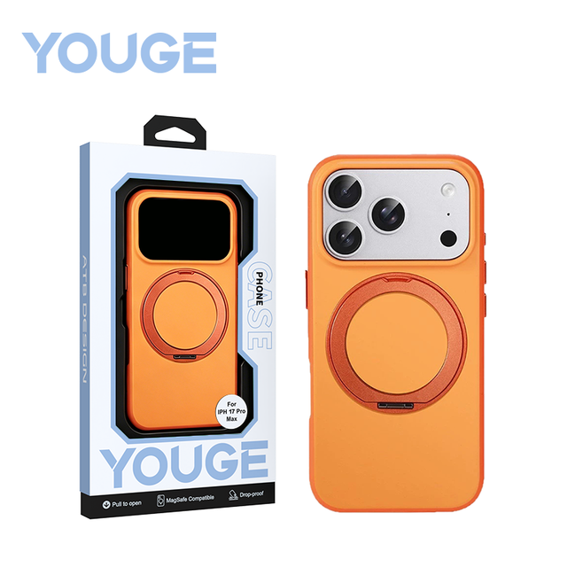 YOUGE Luxury Magnetic TPU+PC Material Phone Case Rotating Stand Waterproof Wireless Charge Frosting Business Design 17 18 Pro