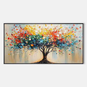 Soft Neutral Rainbow Burst Textured Impasto Tree of Life Framed Oil Painting Abstract Artwork Art Canvas Home Hotel Decor Gift - Product Image 6